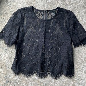 Black lace crop top